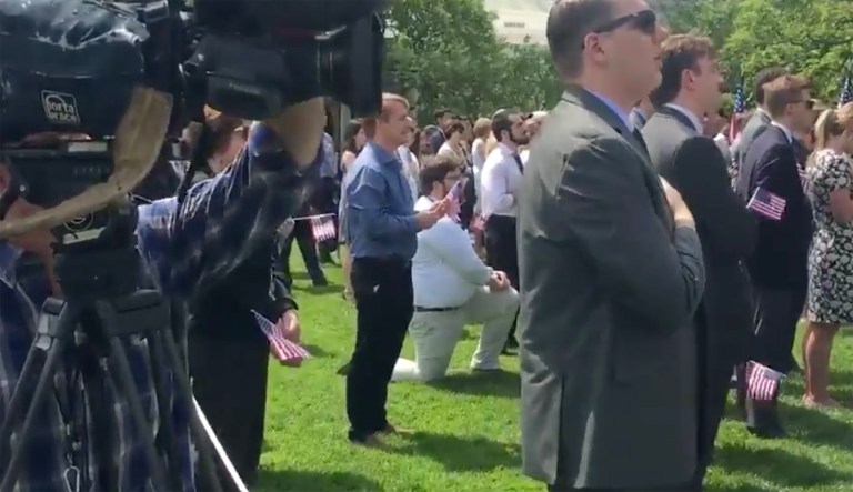 Man kneels during national anthem at Trump’s ‘Celebration of America’: WATCH