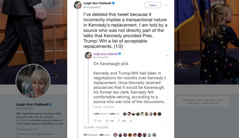 NBC reporter beclowns herself with unverified Supreme Court gossip