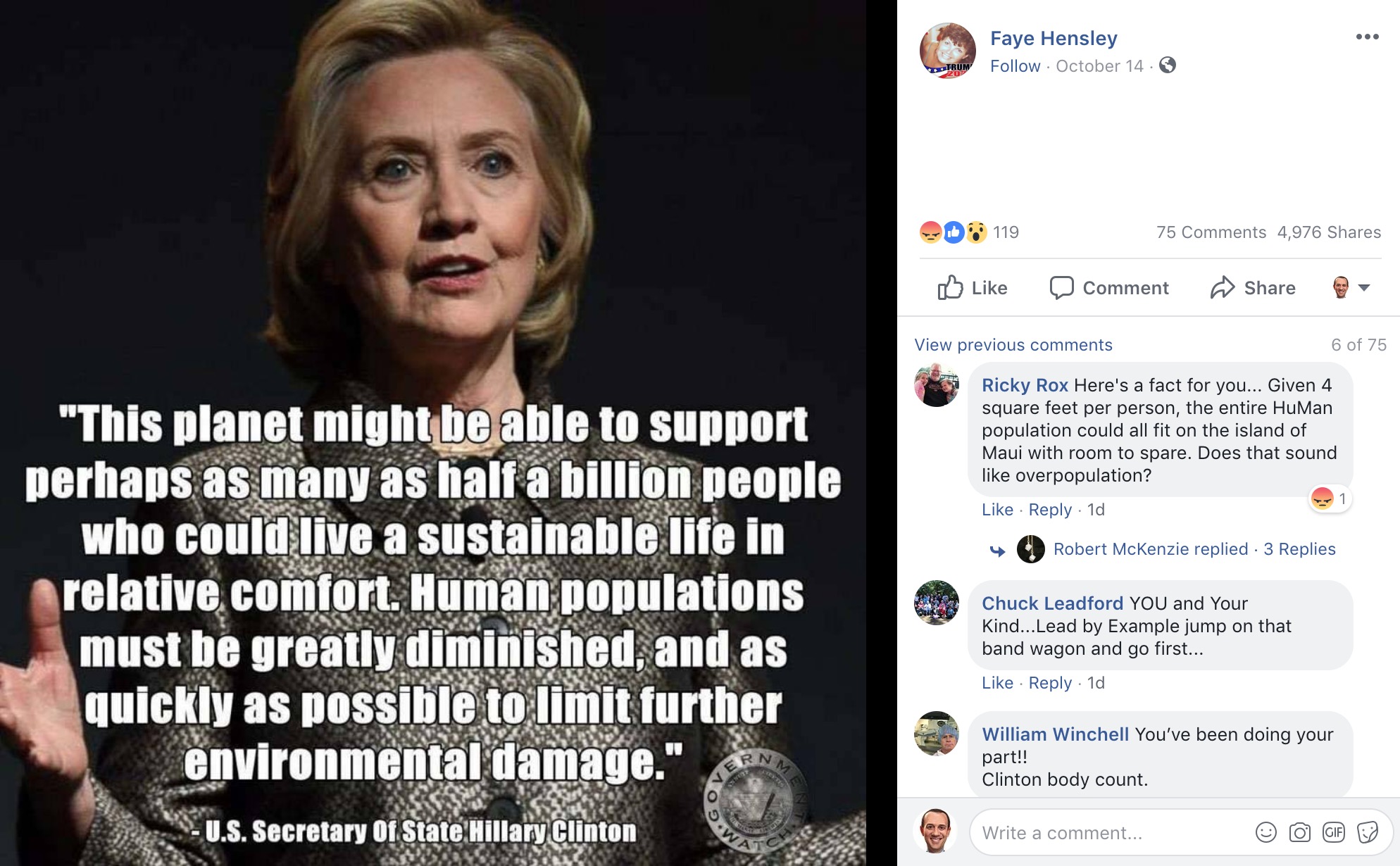 Fact Check: Did Hillary Clinton Suggest the Global Population ‘Must Be Greatly Diminished’?