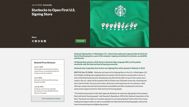 Starbucks opens first-in-US store for customers to order in sign language