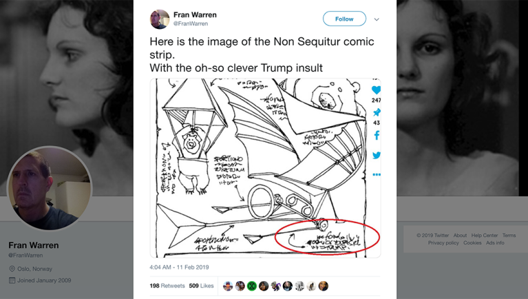 Newspapers drop comic strip after hidden ‘Go f–k yourself Trump’ scrawl found