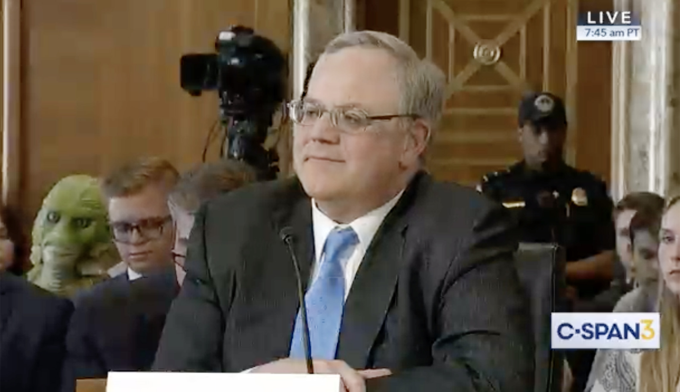 Swamp creature escorted out of Interior nominee’s hearing