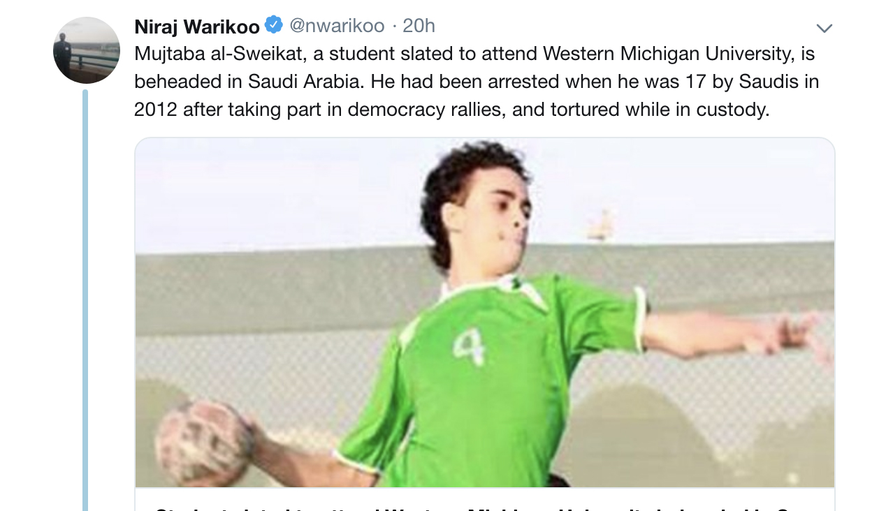 Student due to join Western Michigan University beheaded in Saudi Arabia