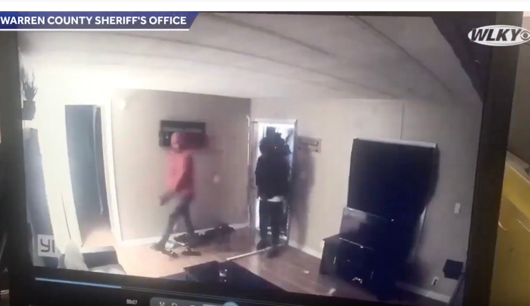 WATCH: Homeowner shoots at four armed intruders after they bust down the door