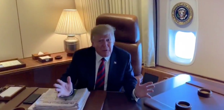Trump rips Bill de Blasio in Air Force One video: Vote for him ‘if you like crime’