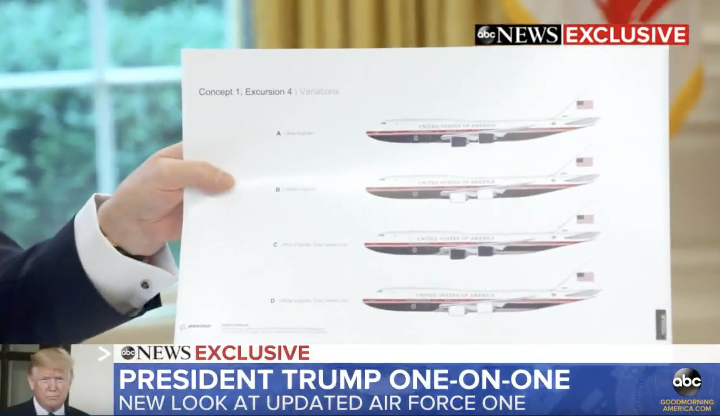 Trump unveils red, white, and blue redesign of Air Force One