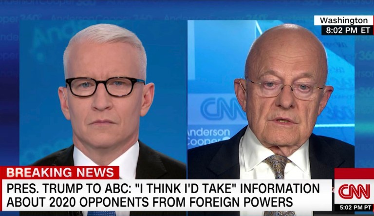 James Clapper: Trump ‘encouraging’ Russia to meddle in 2020 election with foreign dirt remark