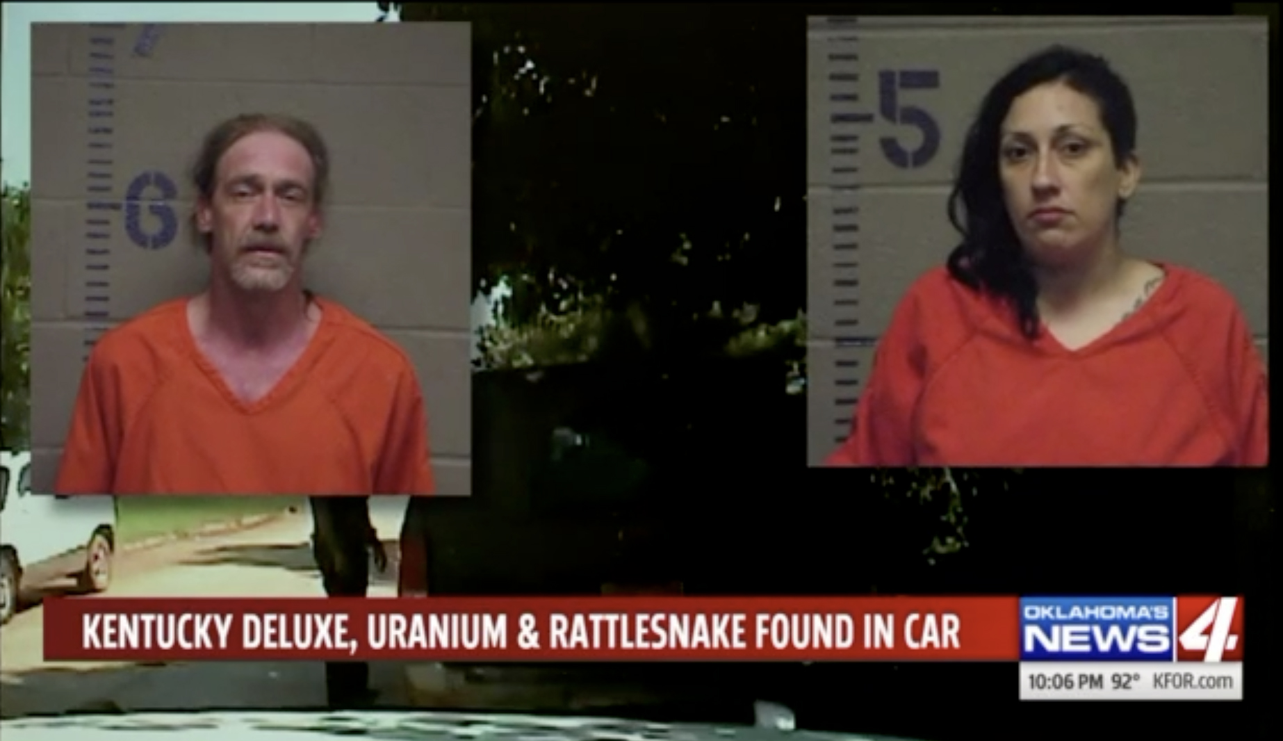 Booze, uranium, a gun, and a rattlesnake: Two arrested after traffic stop