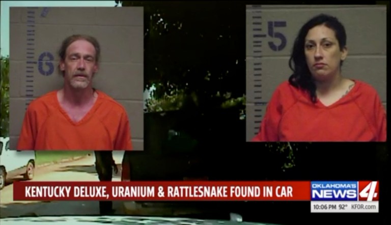 Booze, uranium, a gun, and a rattlesnake: Two arrested after traffic stop