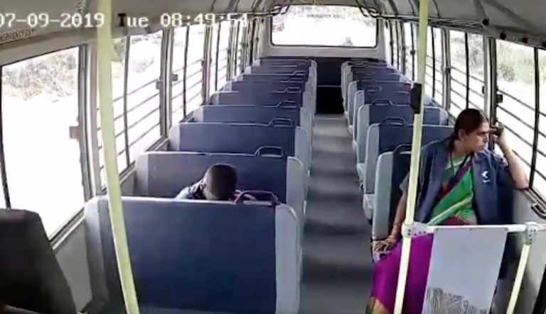 WATCH: Woman and child miraculously walk out of crazy bus crash