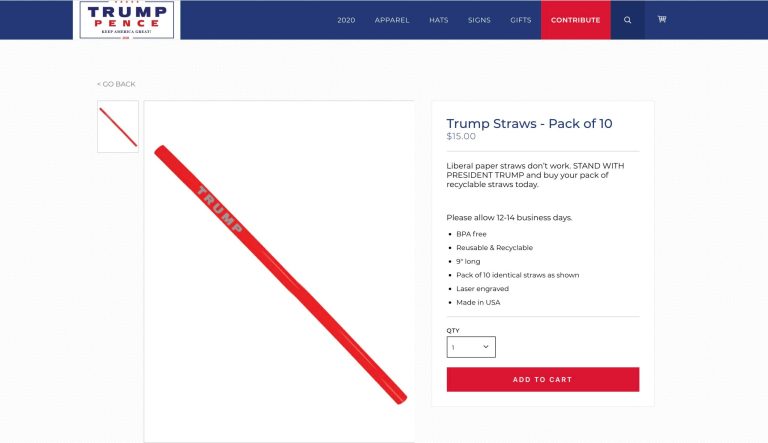 Sold out: Trump campaign sells 140,000 plastic straws, $200,000 raised