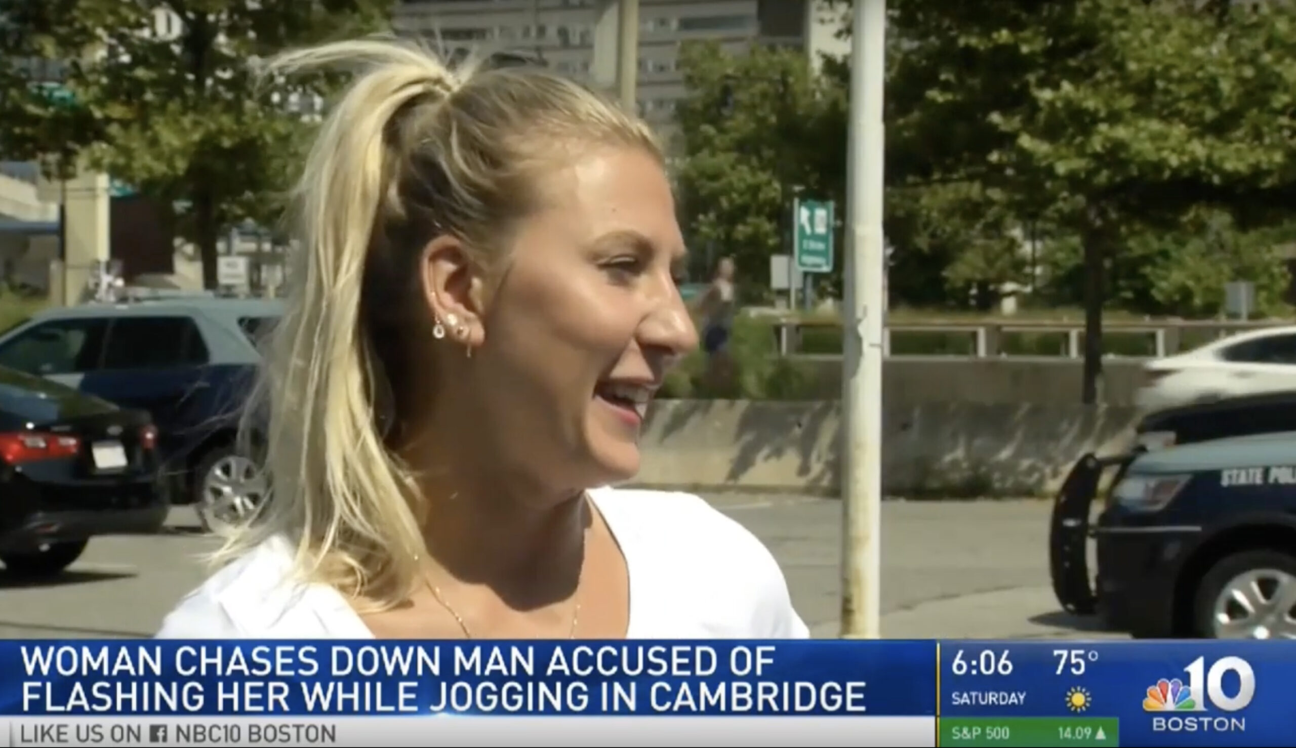 WATCH: Woman who is former member of military chases down man who flashed her while jogging