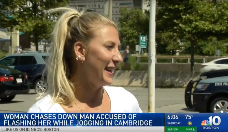 WATCH: Woman who is former member of military chases down man who flashed her while jogging