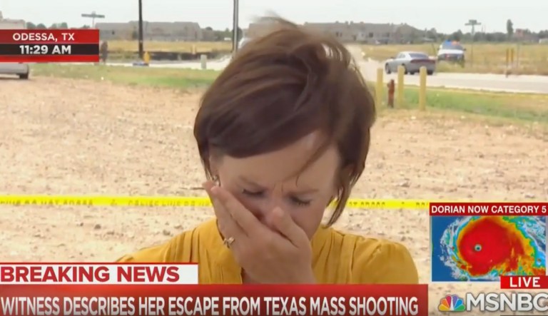 Anchor chokes up as Odessa victim tearfully describes shooting