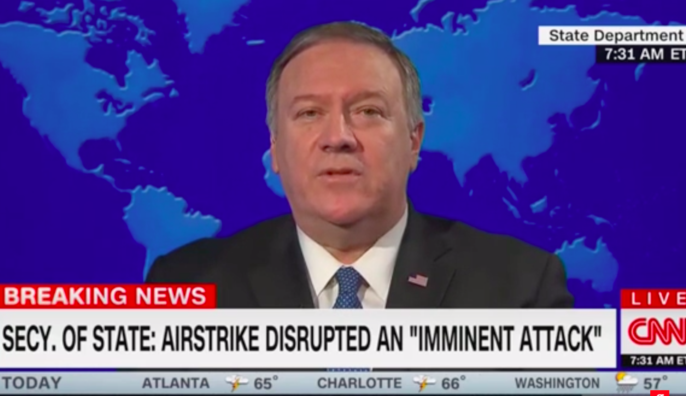 Pompeo: Imminent threat forced US to take out Soleimani