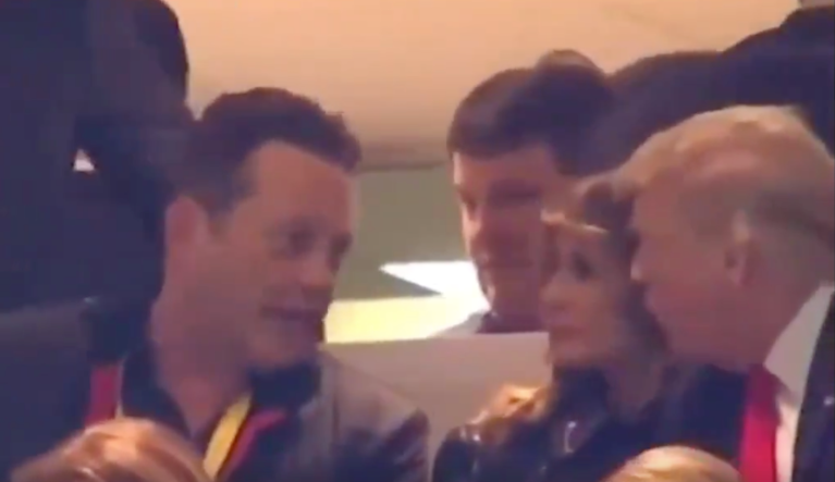 Twitter erupts after Vince Vaughn spotted in Trump’s booth at college football game