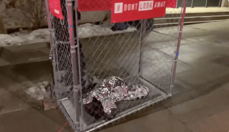 ‘Don’t look away’: Iowa immigration activists set up displays of children in cages outside caucus sites