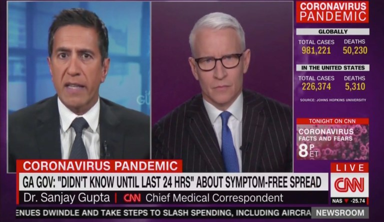 ‘Inexcusable’: CNN’s Anderson Cooper and Sanjay Gupta rip Georgia governor for coronavirus statements