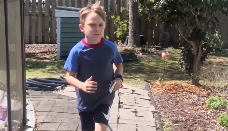 7-year-old North Carolina boy runs mini marathon in backyard to raise money for hospital coronavirus response