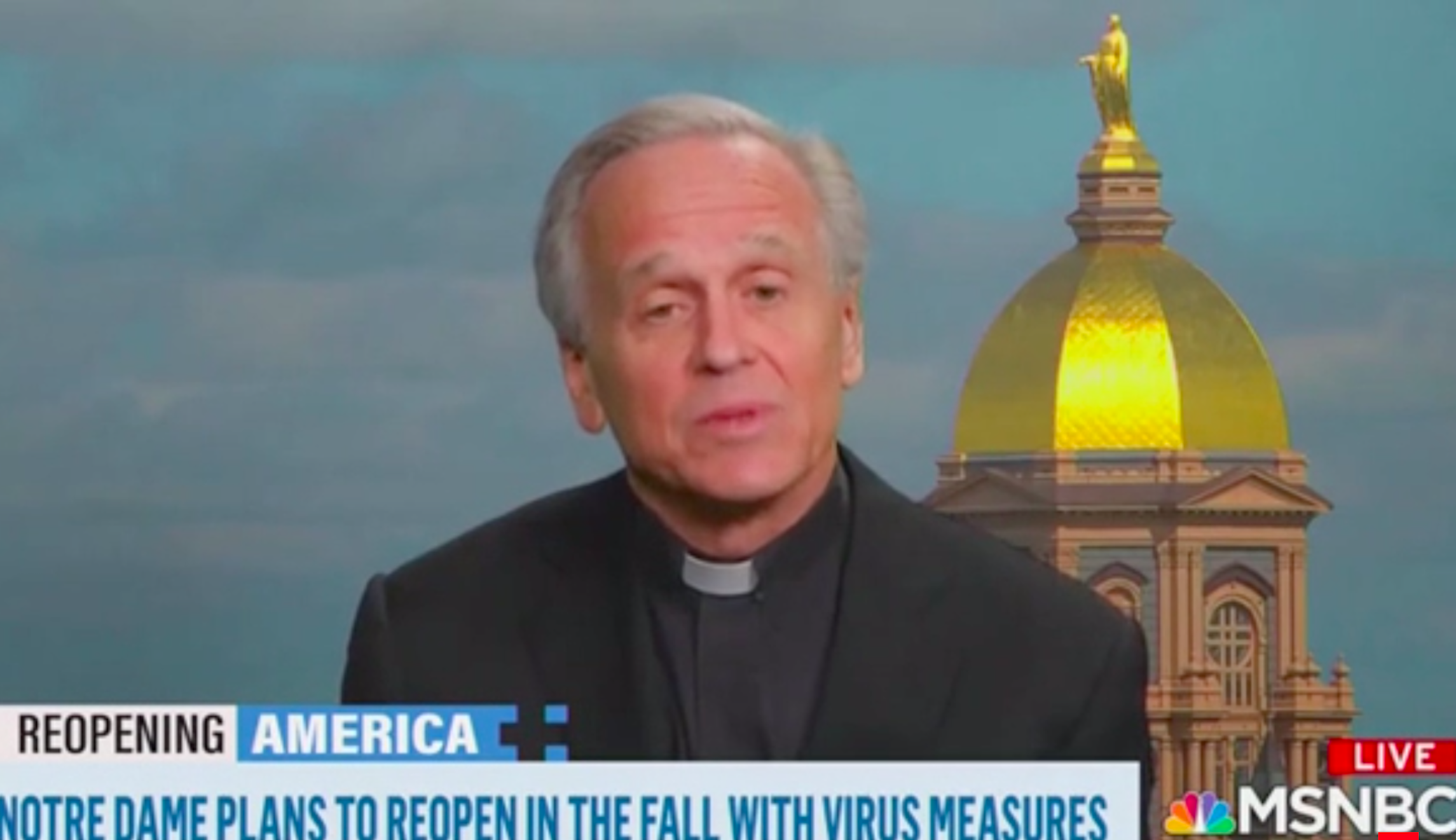 ‘Some students may get COVID’: Notre Dame president accepts risk of in-person classes this fall