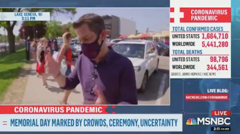 Man derides MSNBC reporter as maskless crew films segment criticizing people not wearing masks