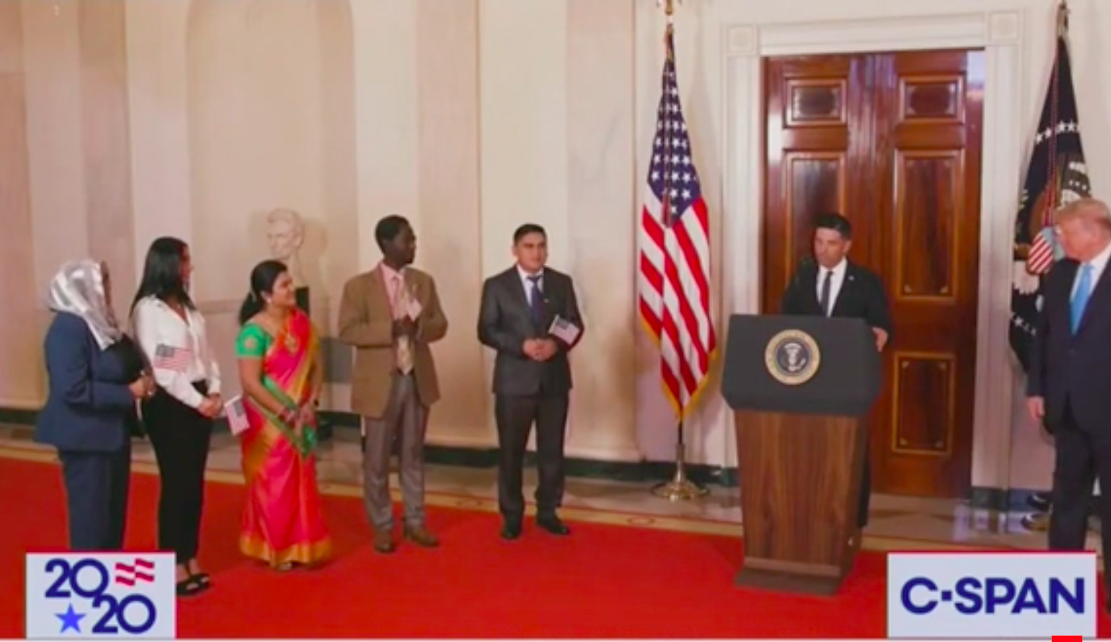 Trump hosts naturalization ceremony for new US citizens during Republican National Convention