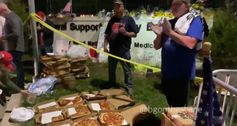 Pizzas continue to show up for Trump supporters outside Walter Reed hospital: ‘It’s from Trump, there’s meat on it’