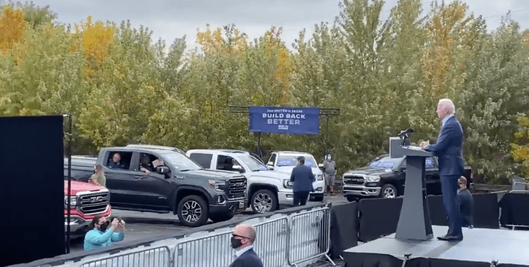 Trump supporters pour out for Biden event while chanting, ‘Four more years!’