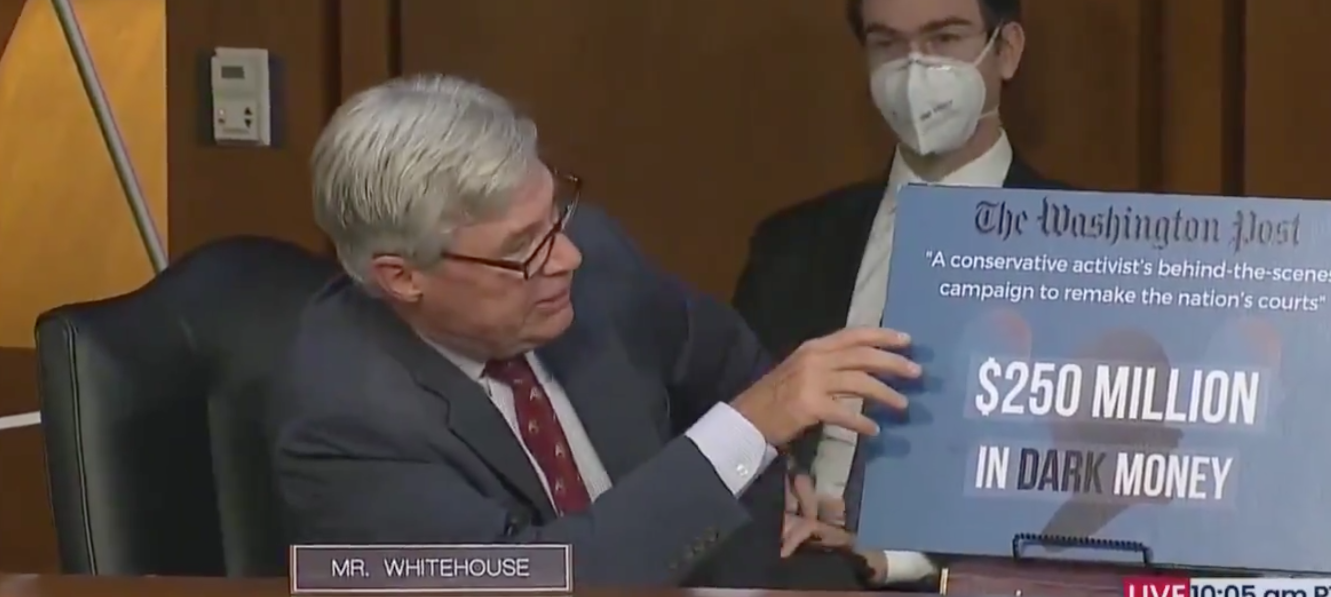 ‘I fixed it for you’: Blackburn shares altered photo of Whitehouse showing picture of George Soros and the caption ‘Dark Money’