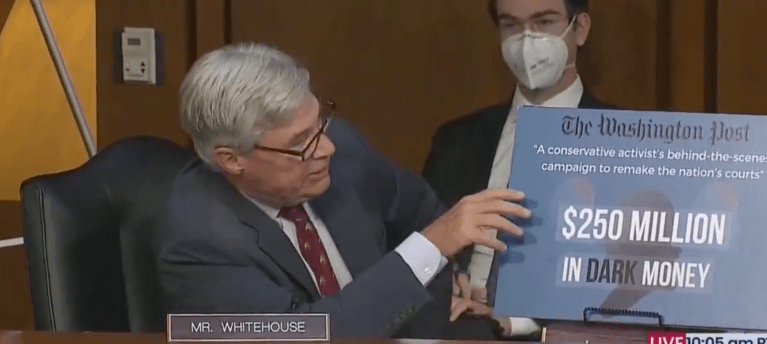 ‘I fixed it for you’: Blackburn shares altered photo of Whitehouse showing picture of George Soros and the caption ‘Dark Money’