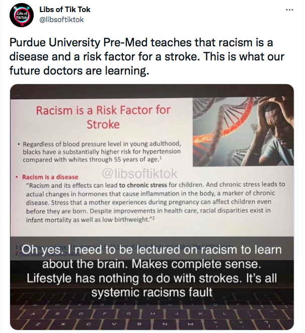 Purdue University wants future doctors to think racism against blacks causes strokes