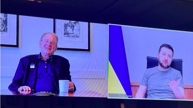 ‘Churchill of our time’: Bush meets with Zelensky