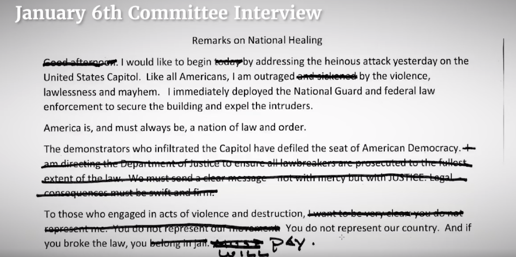Trump removed line from speech calling on DOJ to prosecute Jan. 6 rioters, video shows