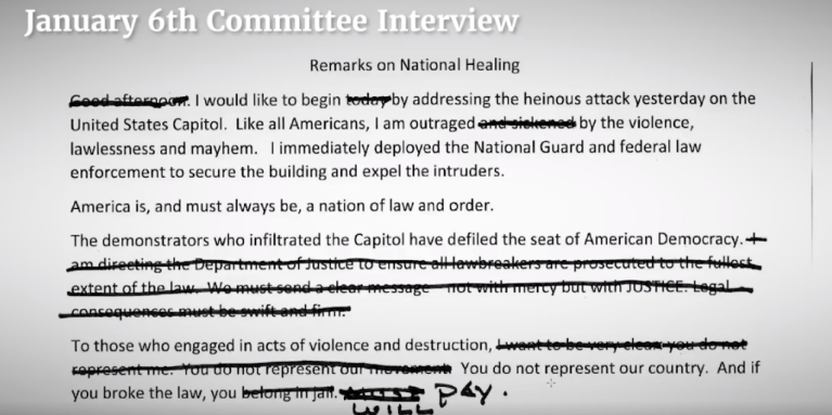 Trump removed line from speech calling on DOJ to prosecute Jan. 6 rioters, video shows