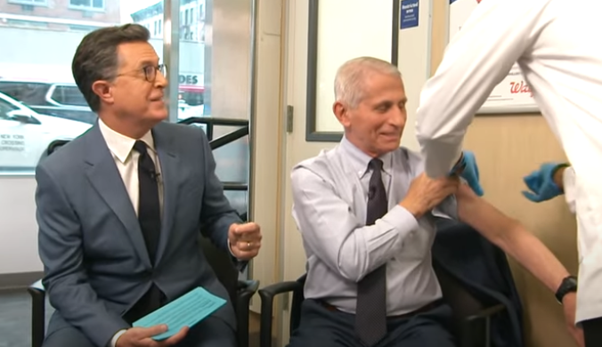 WATCH: Stephen Colbert takes Dr. Fauci to get COVID booster on The Late Show