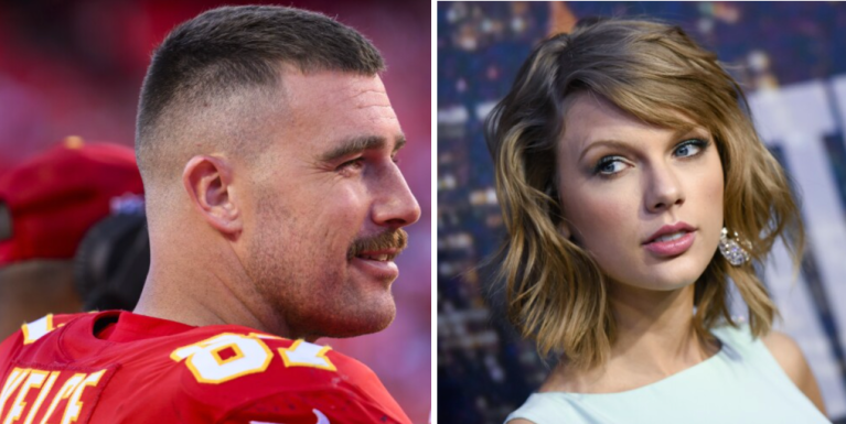 Taylor Swift and Travis Kelce sitting in KC, V-A-C-C-I-N-A-T-I-N-G