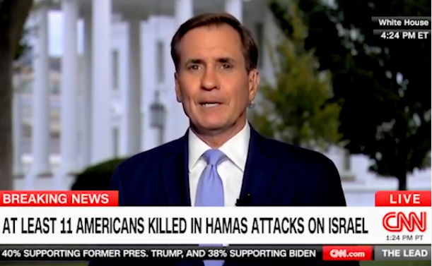 John Kirby breaks down on live TV hearing about atrocities in Israel