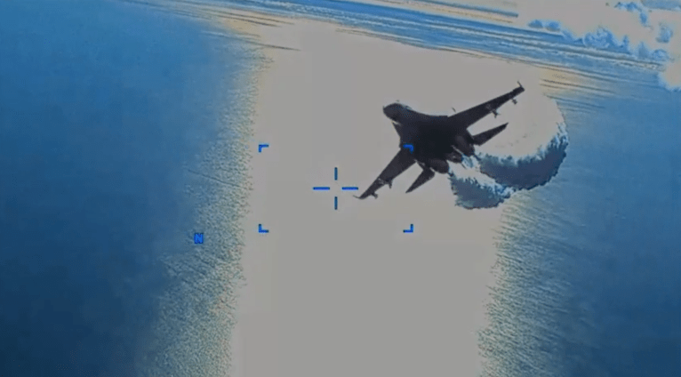 WATCH: Military releases footage showing Russian fighter jet forcing down US drone over Black Sea