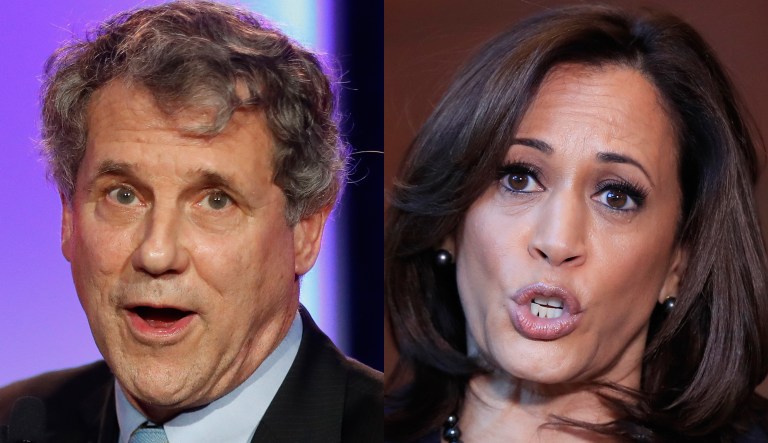 Sherrod Brown and Kamala Harris
