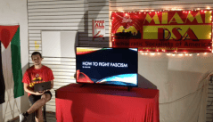 Socialist leader jokes about burning down conservative activists’ tent