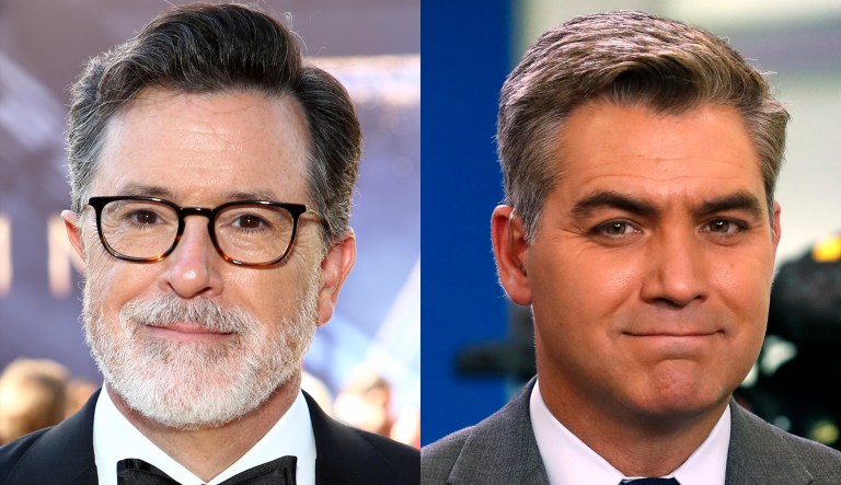 Stephen Colbert and Jim Acosta.