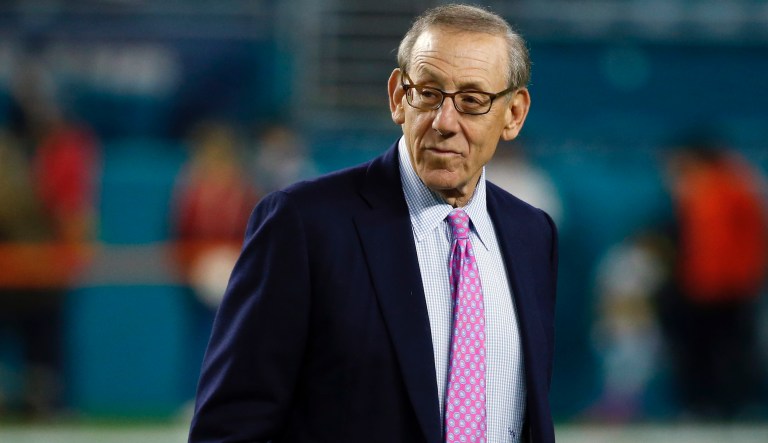 Miami Dolphins owner Stephen M. Ross watches his team before an NFL football game against the New England Patriots, Monday, Dec. 11, 2017, in Miami Gardens, Fla. 