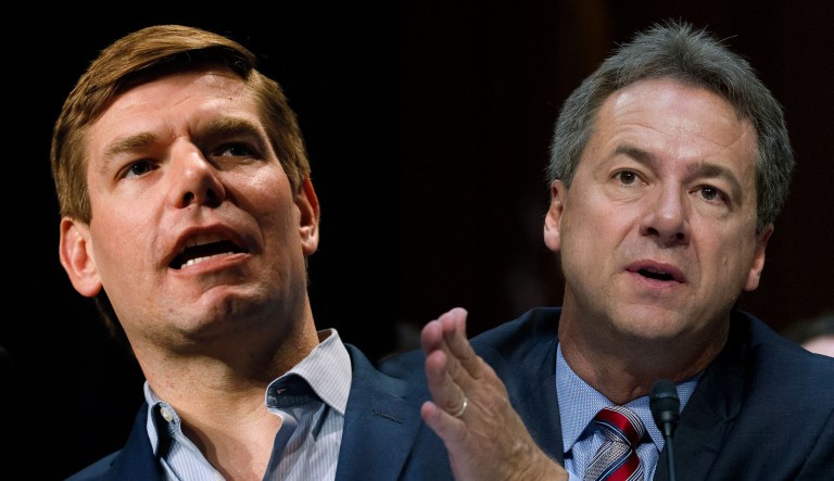Eric Swalwell and Steve Bullock are pictured.