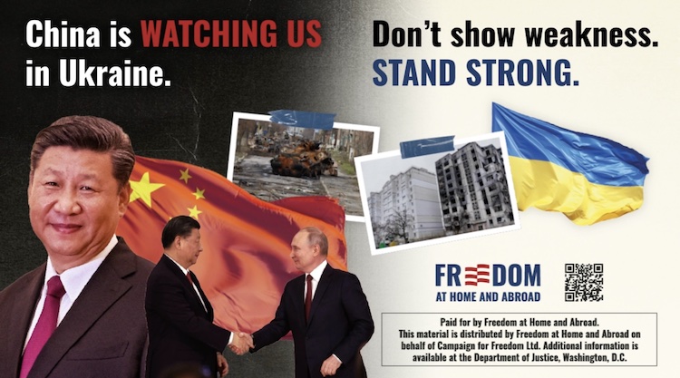Pro-Ukraine aid group debuts ad campaign for debate warning of looming Chinese threat