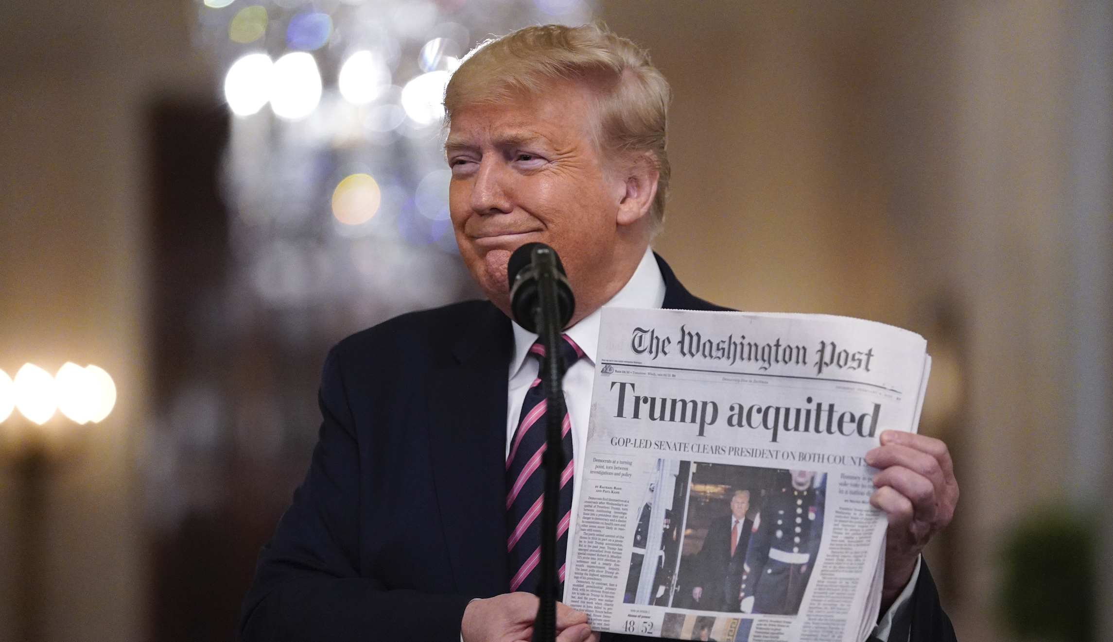 Trump calls Schiff and Pelosi ‘vicious’ and ‘horrible’ people during impeachment victory lap