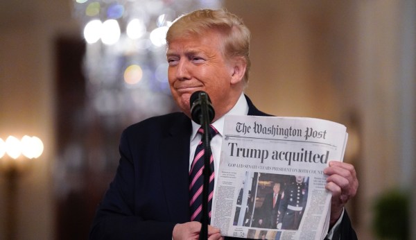 Trump calls Schiff and Pelosi ‘vicious’ and ‘horrible’ people during impeachment victory lap