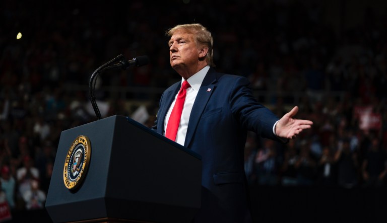 President Donald Trump speaks during a campaign rally at Veterans Memorial Coliseum, Wednesday, Feb. 19, 2020, in Phoenix, Ariz.                                                                                                                                                    