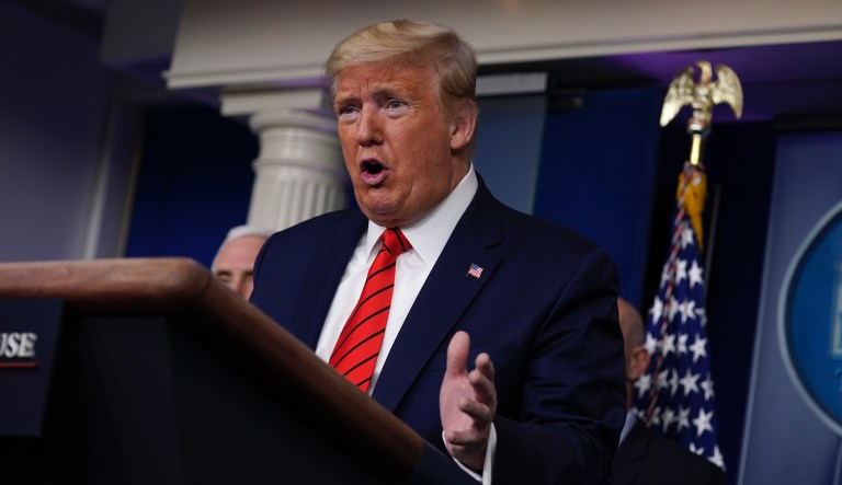 President Donald Trump speaks during press briefing with the coronavirus task force, at the White House, Thursday, March 19, 2020, in Washington.