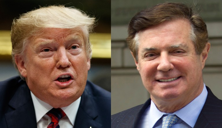 Pictured are President Donald Trump, left, and Paul Manafort, right.