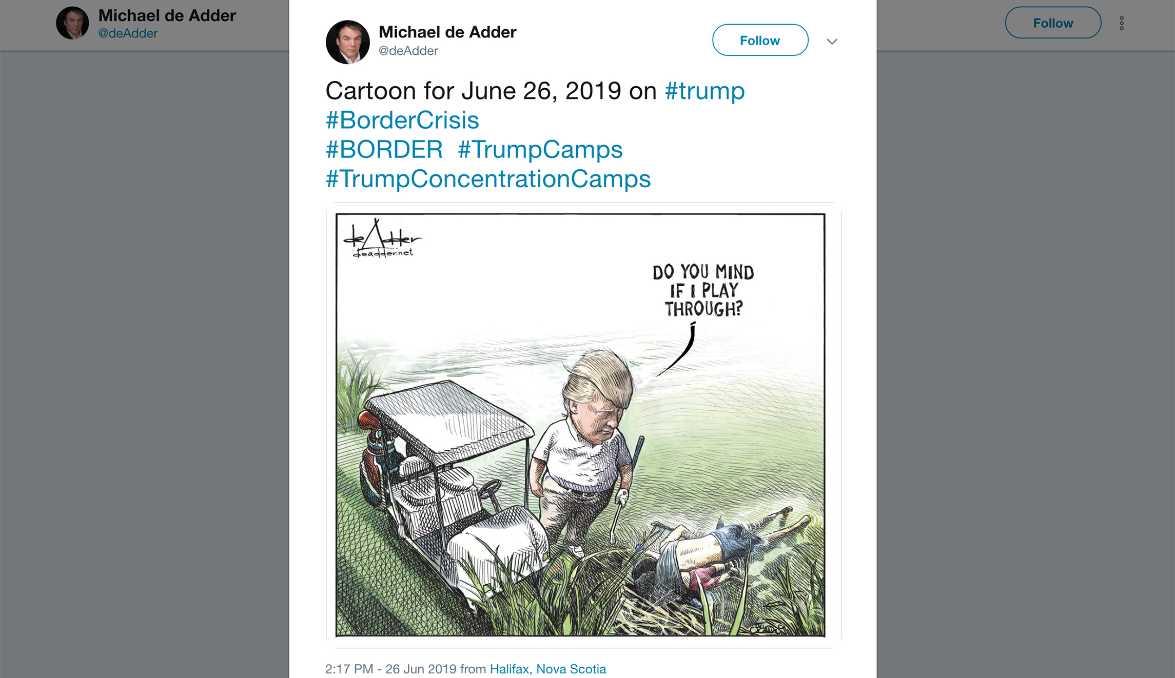 Cartoonist loses job after Trump cartoon featuring bodies of dead migrants
